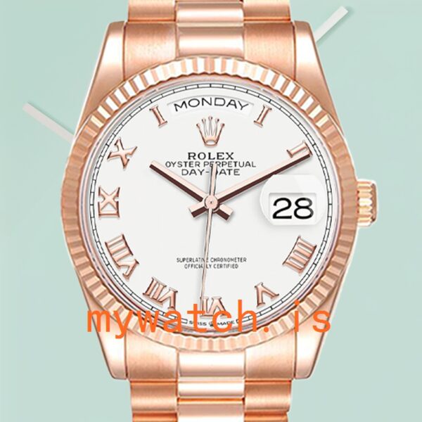 Rolex Day-Date Mens 36mm m128235-0052 Rose Gold-tone: Genuine vs. Replica